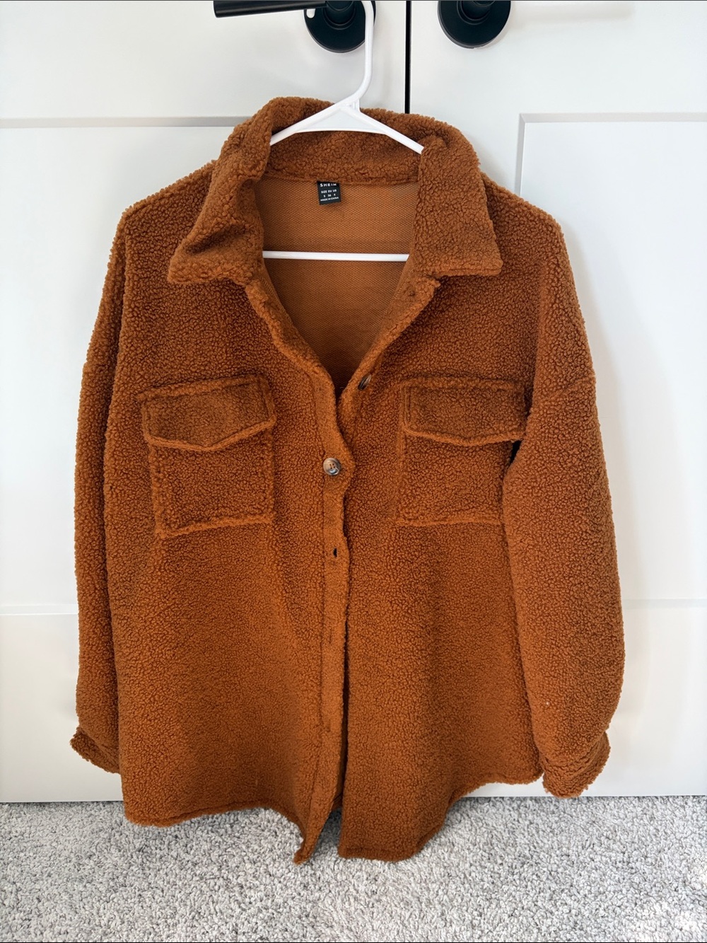 SHEIN Rust Teddy Sherpa Jacket